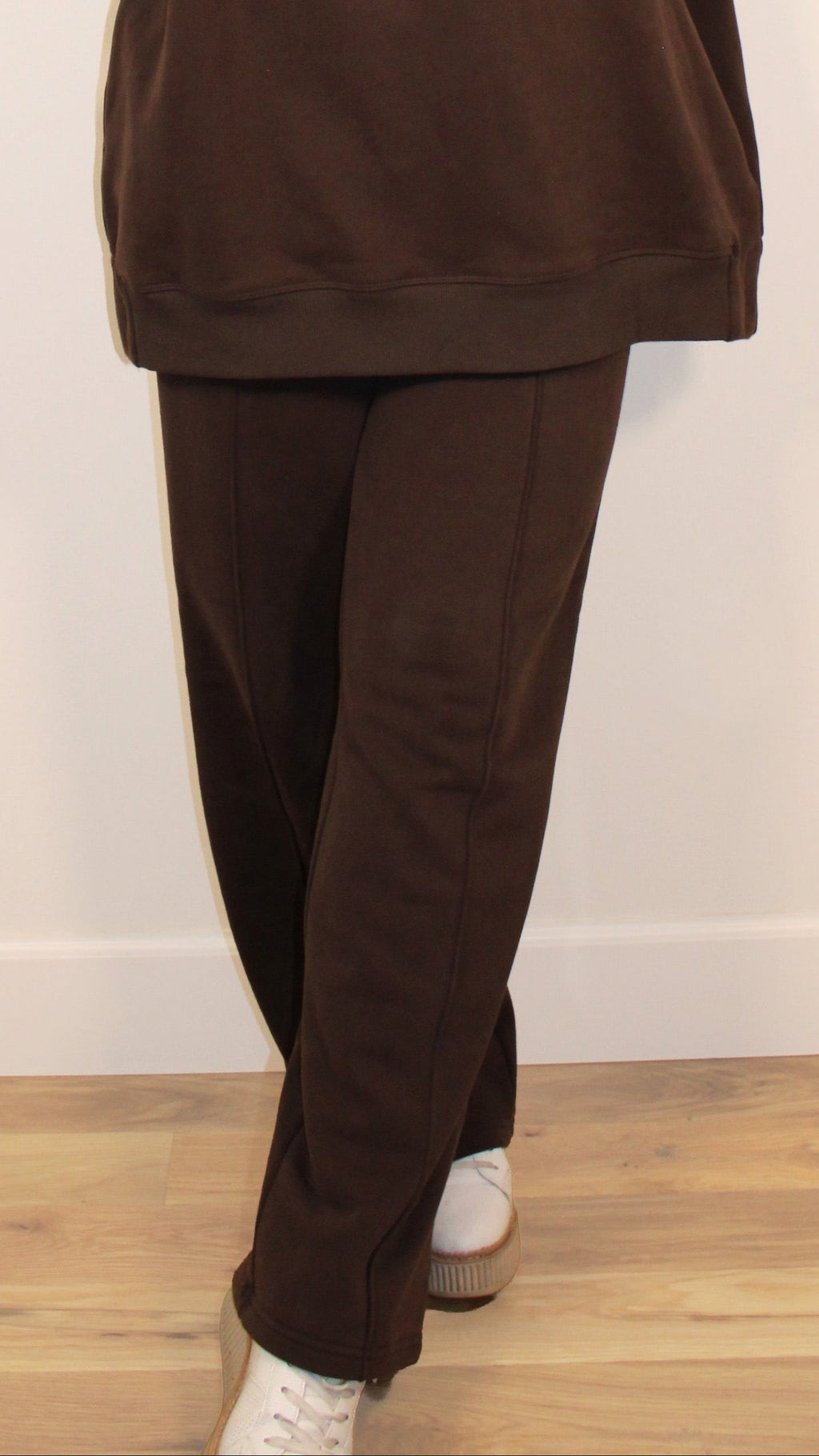 Espresso Brown High-Waisted Flare Sweatpants