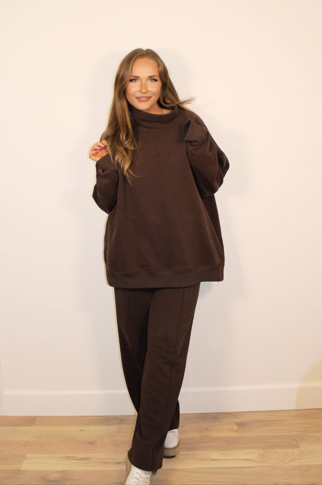 Espresso Brown High-Waisted Flare Sweatpants